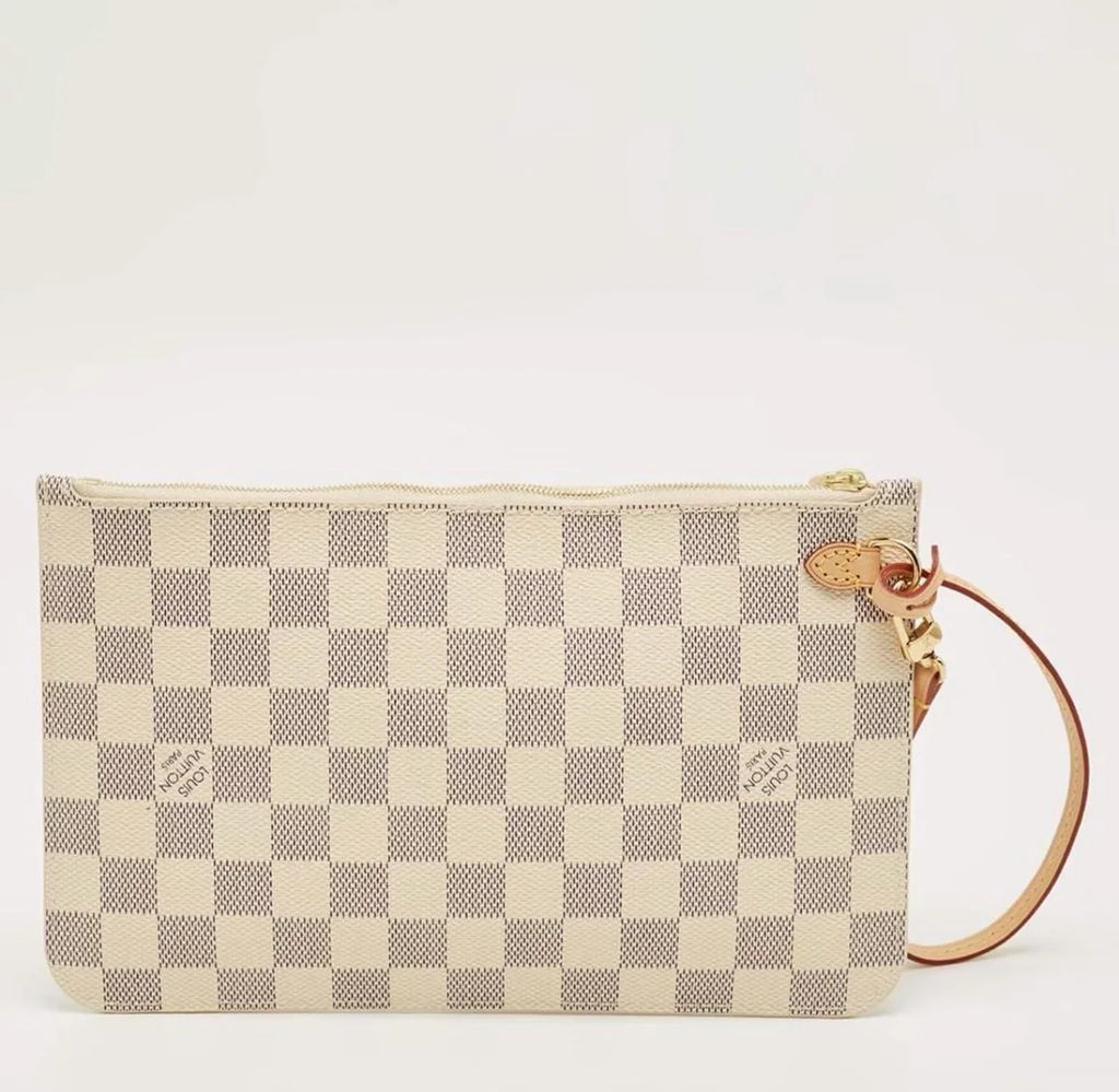 Louis Vuitton Neverfull White Coated Canvas Wristlet