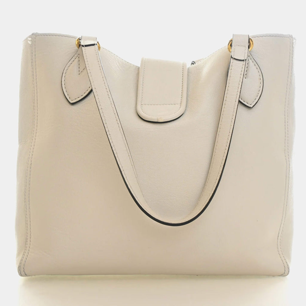Gucci Dahlia Small Mystic White Calfskin Leather Tote Bag