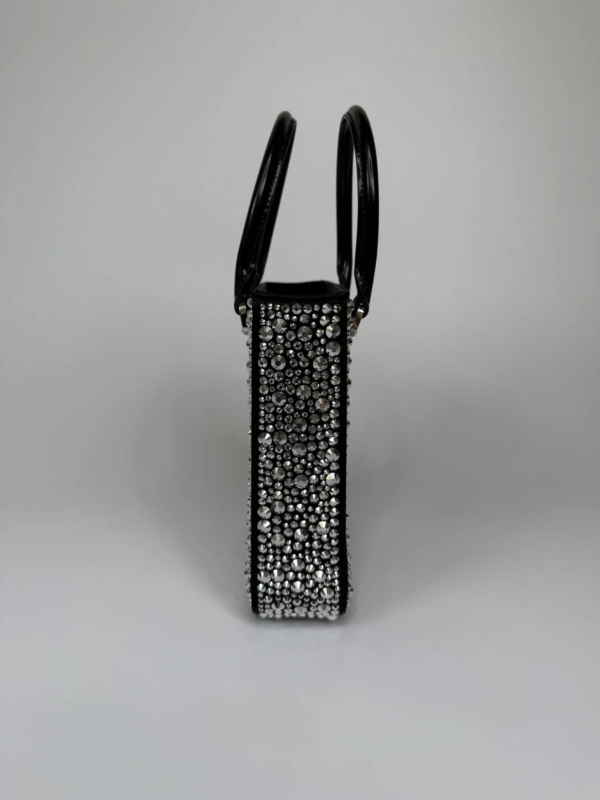 PRADA METAL PANIER SMALL BLACK SATIN CRYSTAL TOTE