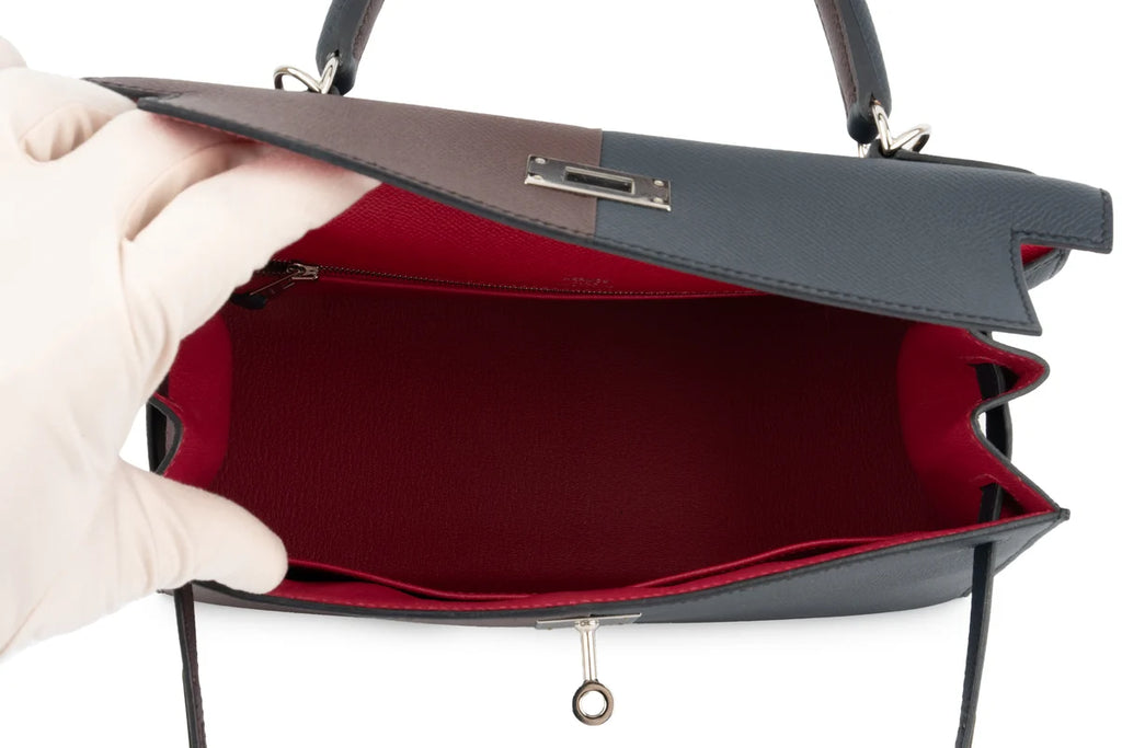 Hermès Kelly 28 Epsom Rouge / Indigo PHW