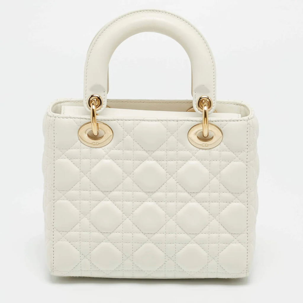 Dior Lady Dior My ABCDior Small White Cannage Leather Tote