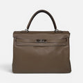 HERMÈS KELLY 32 IN ETOUPE SWIFT LEATHER WITH PALLADIUM HARDWARE