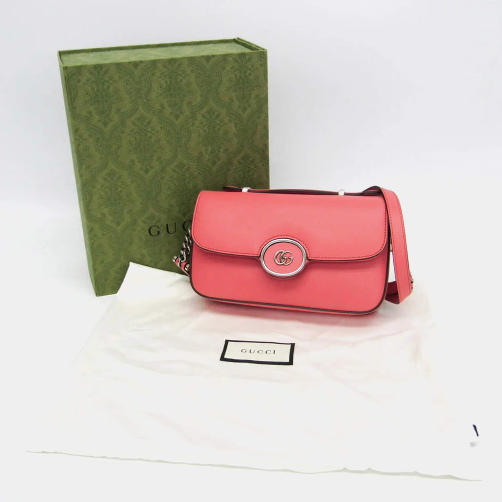 Gucci Double G Leather Shoulder Bag Pink