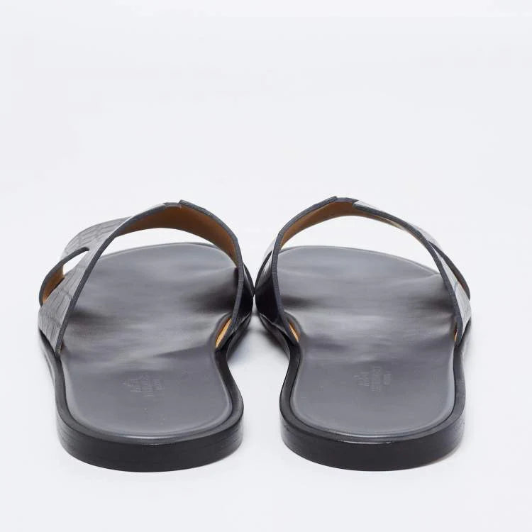 Hermès Grey Crocodile Leather Izmir Flats Size 45