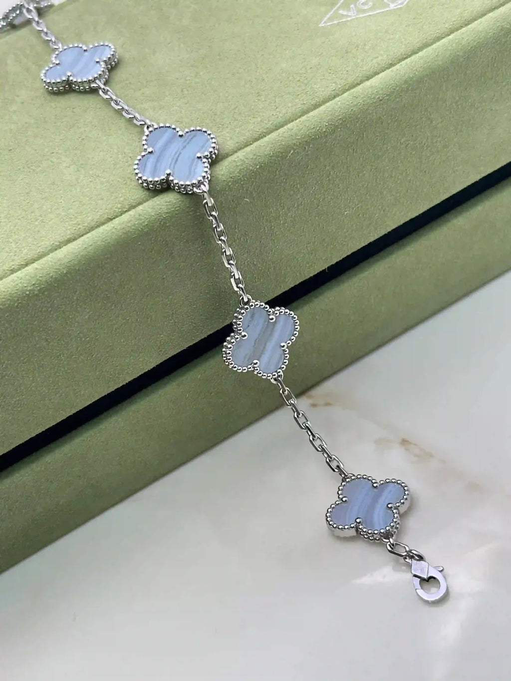 Van Cleef And Arpels Vintage Alhambra Bracelet 5 Motifs Chalcedony