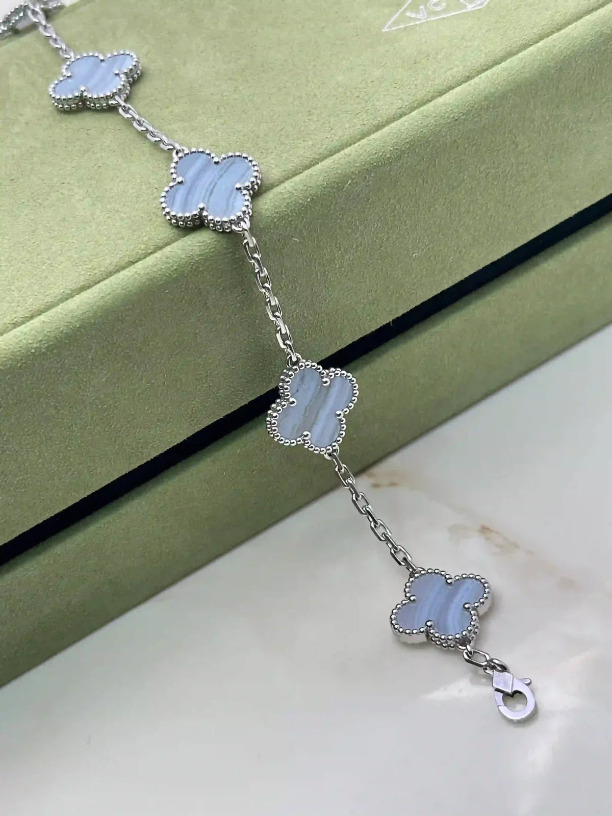 Van Cleef And Arpels Vintage Alhambra Bracelet 5 Motifs Chalcedony