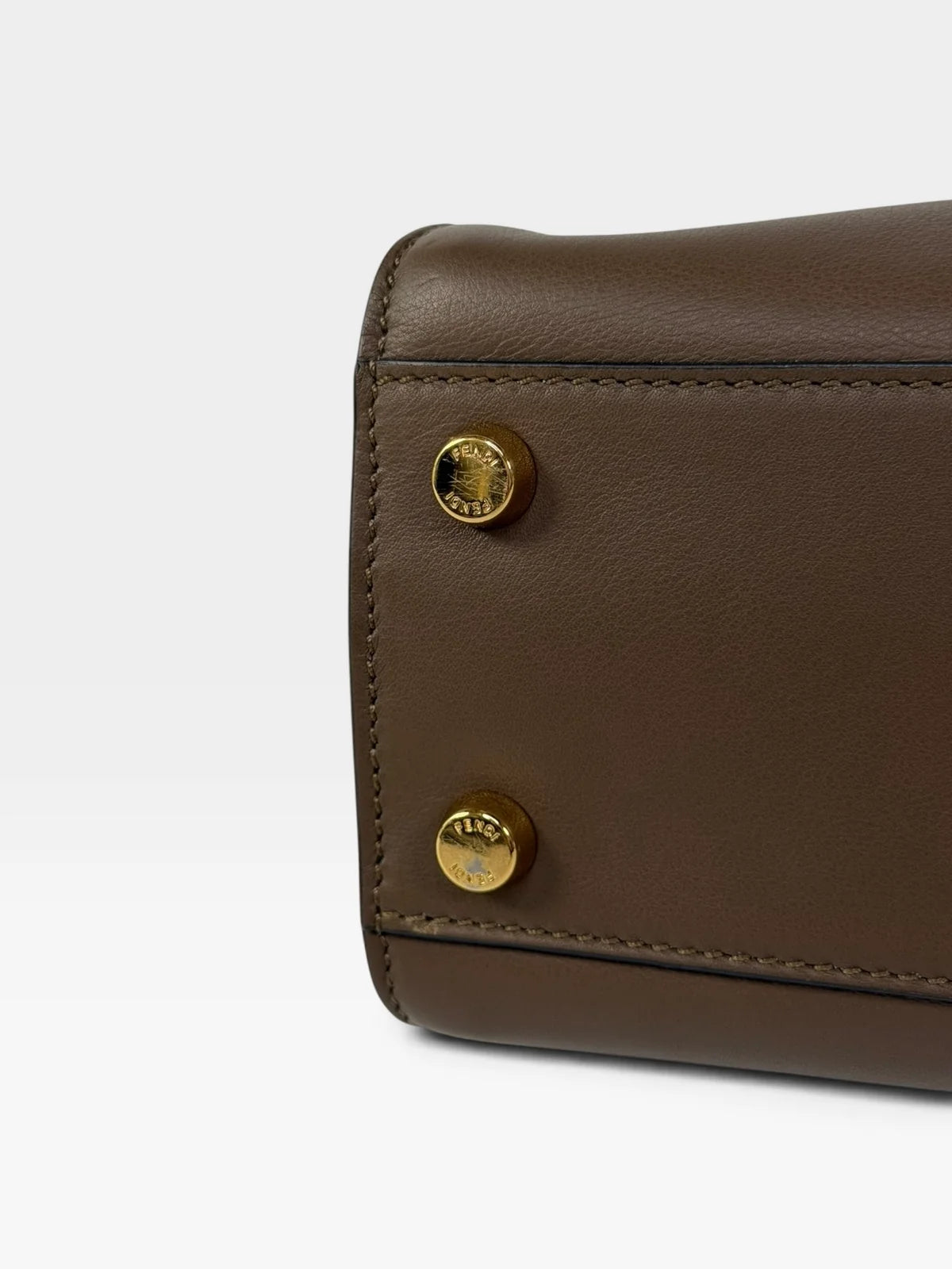 FENDI SMALL PEEKABOO ISEEU BAG IN BROWN CALFSKIN WITH GOLD HARDWARE
