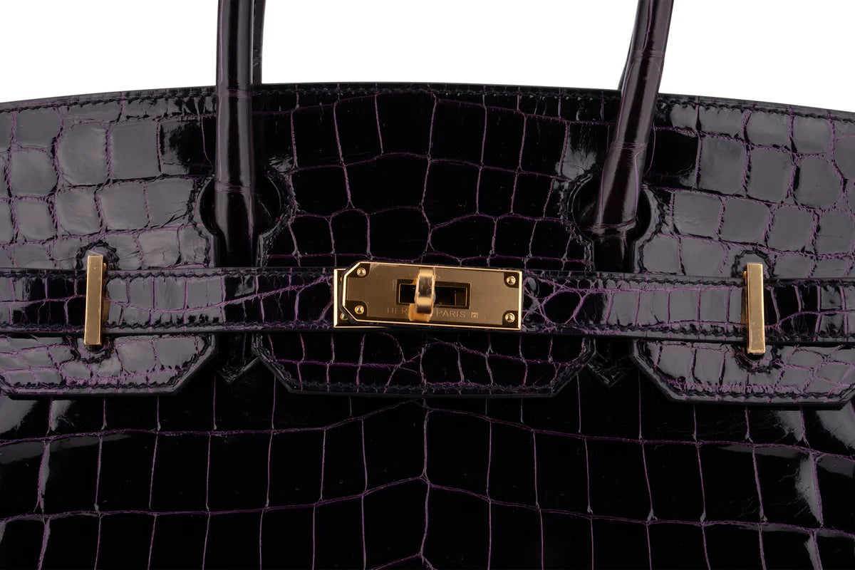 Hermès Birkin 30 Croc Niloticus Lisse Aubergine GHW