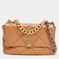 Chanel 19 Large Brown Quilted Leather Flap Bag