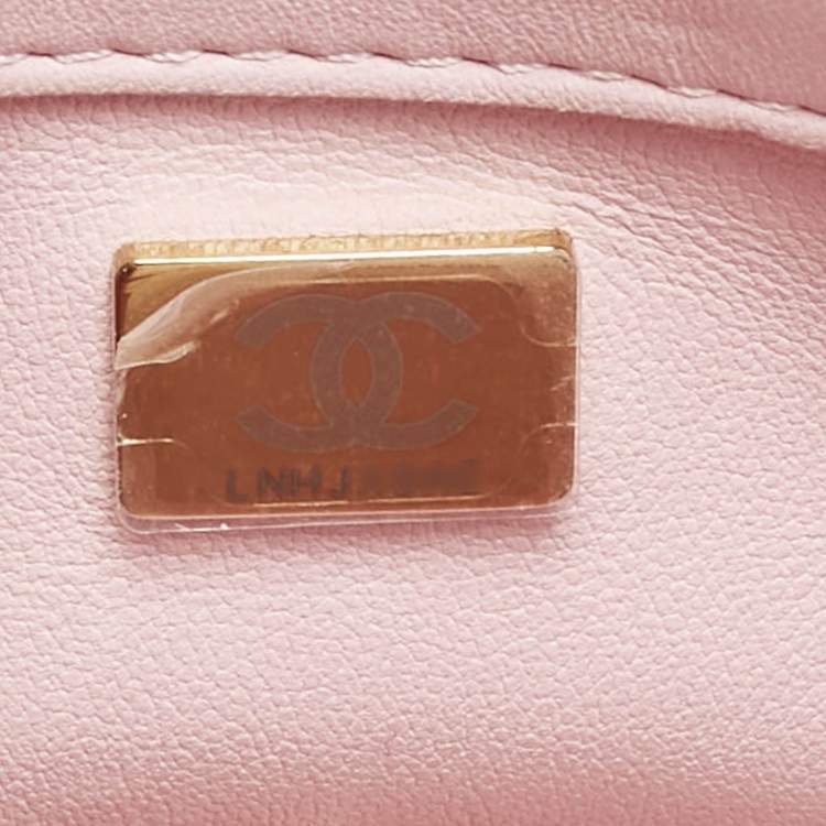 Chanel Pink Quilted Leather Resin Top Handle Flap Bag