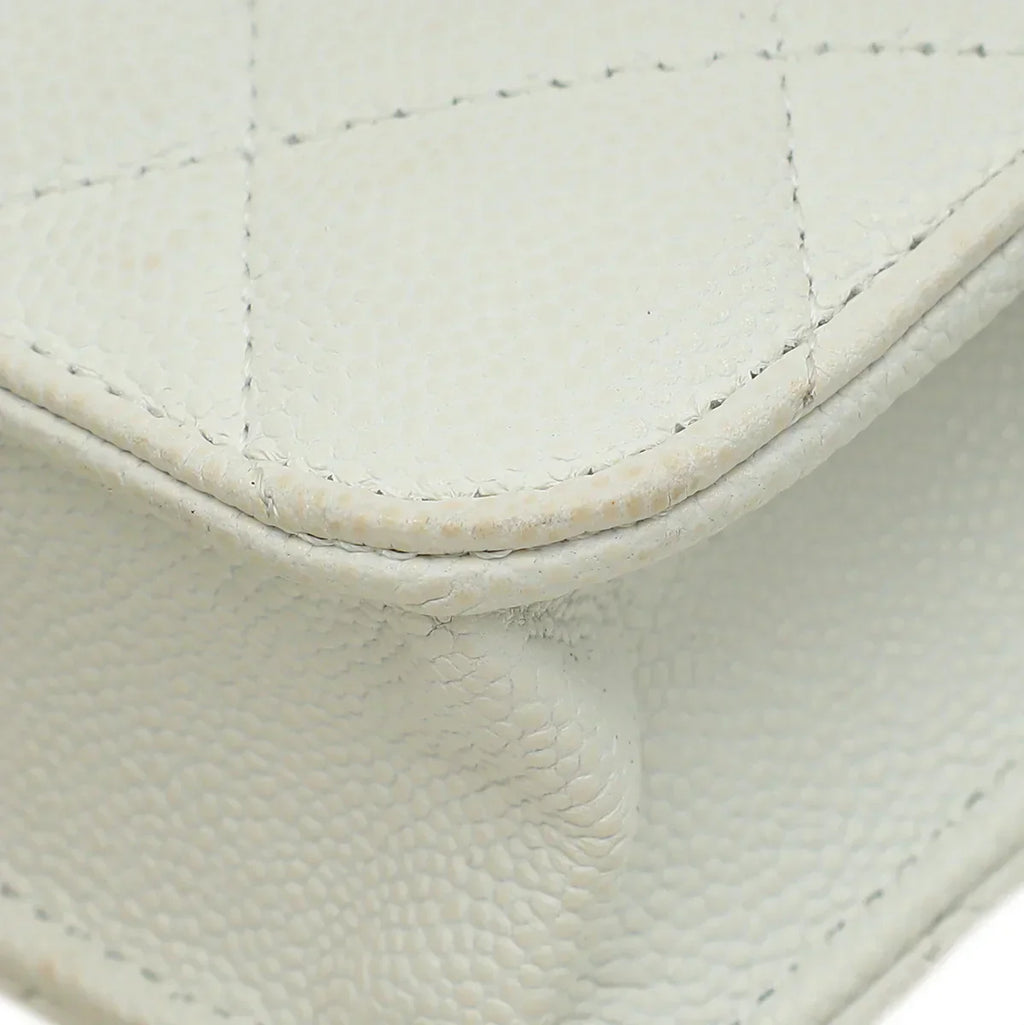 Chanel CC Classic Wallet on Chain White