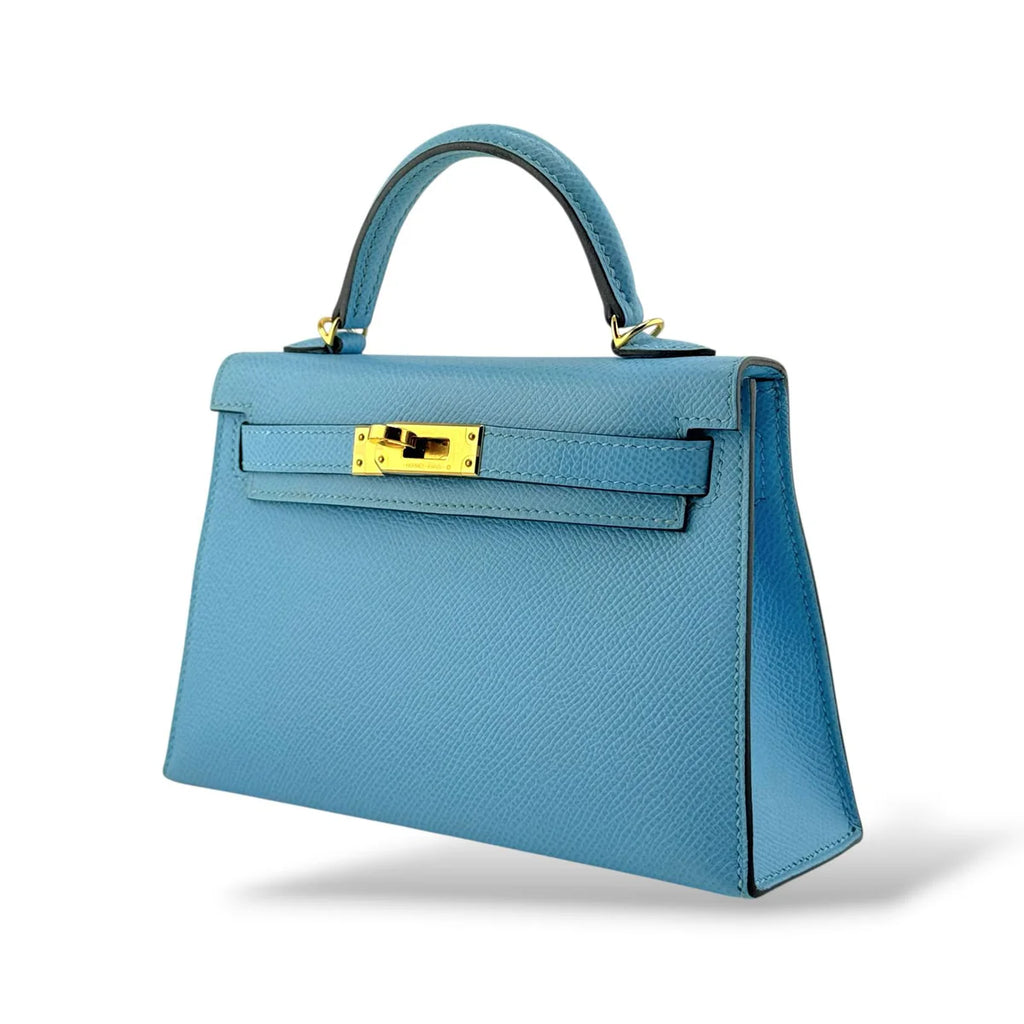 Hermes Mini Kelly Bleu Celeste Epsom PHW