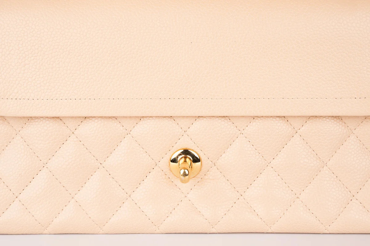 Chanel Med Classic Flap Caviar Beige GHW