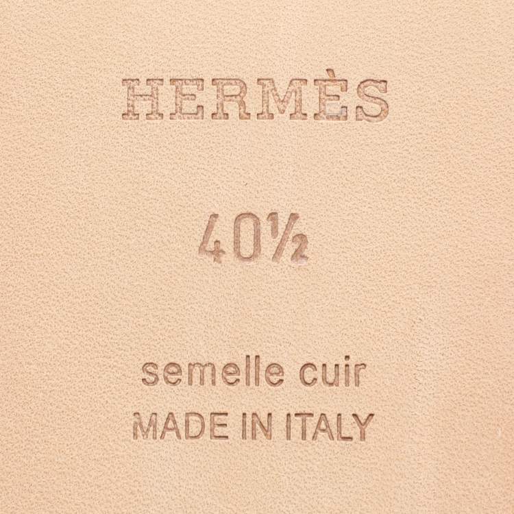 Hermes Gold Leather Oran Flat Sandals Size 40.5