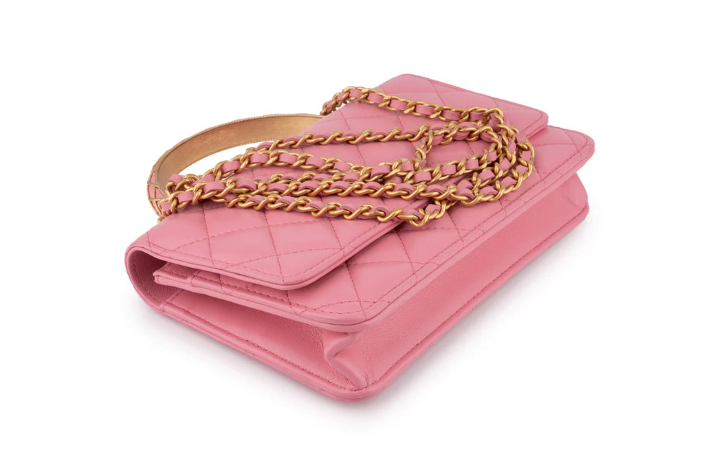 Chanel Quilted Top Handle WOC Lambskin Pink GHW