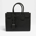 SAINT LAURENT SMALL SAC DE JOUR IN GREY CROC EMBOSSED LEATHER WITH SILVER HARDWARE