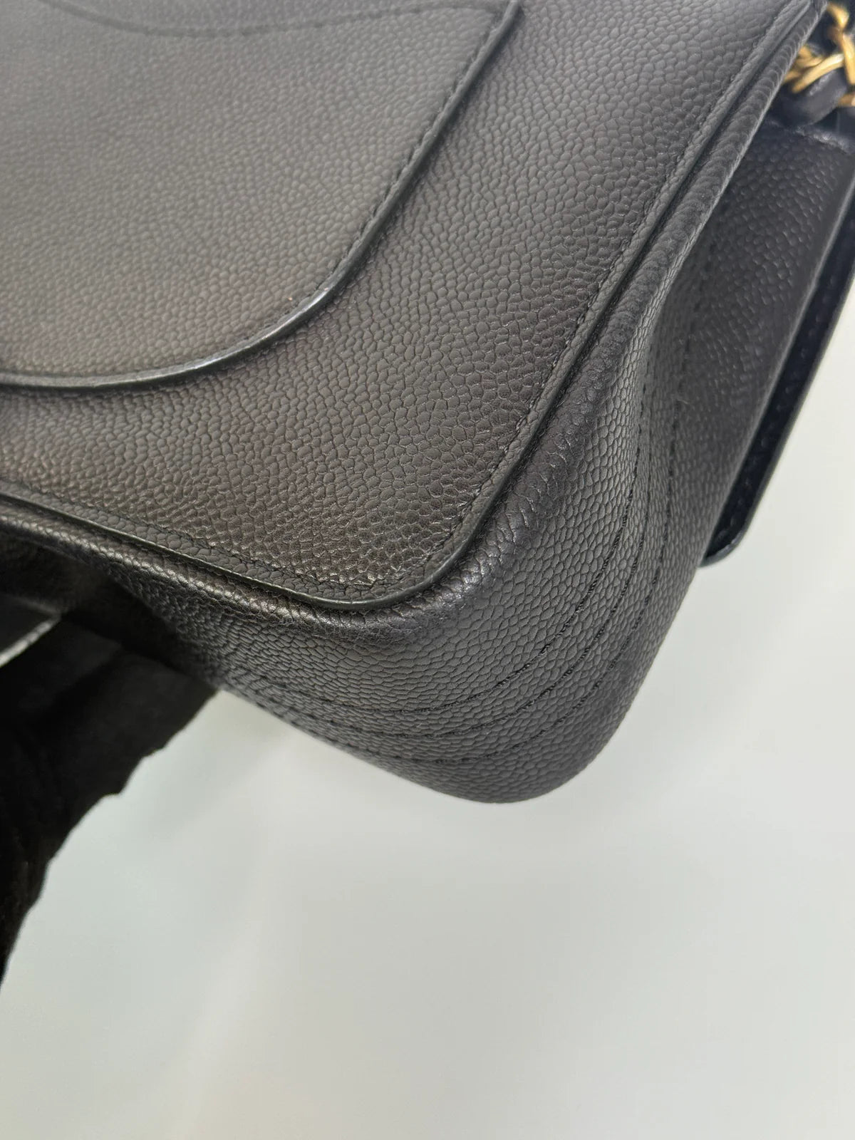 CHANEL MEDIUM PURE TIMELESS FLAP BLACK IN BLACK CAVIAR LEATHER WITH GOLD HARDWARE