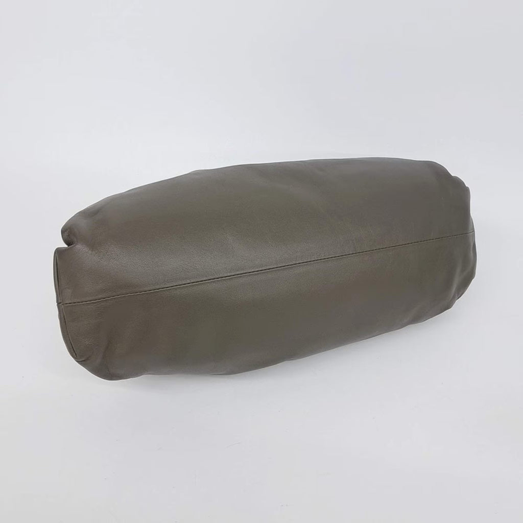 Bottega Veneta The Pouch Large Olive Green Butter Calfskin Leather Clutch Bag