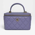 CHANEL MINI VANITY TOP HANDLE IN LILAC LAMBSKIN LEATHER WITH GOLD HARDWARE