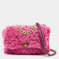 Chanel Pink Shearling Medium 19 Flap Shoulder Bag