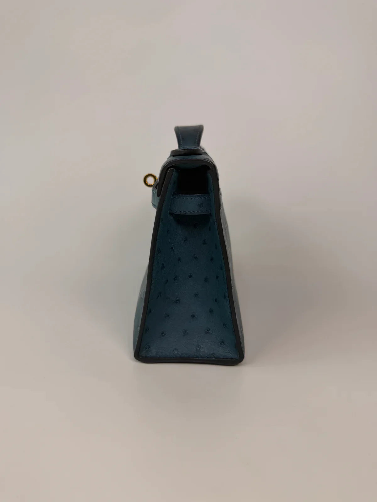 HERMÉS KELLY POCHETTE IN COLVERT OSTRICH WITH GOLD HARDWARE