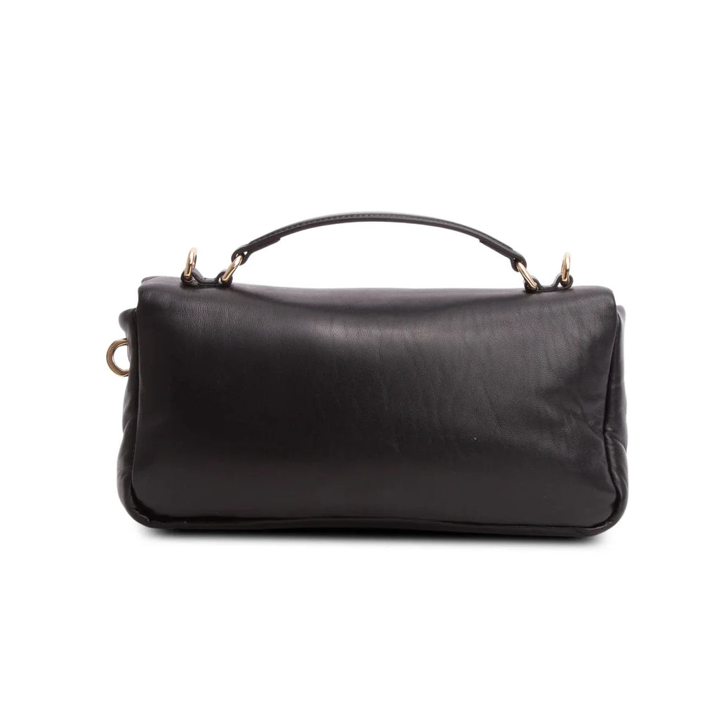 Gucci Black Lambskin Small GG Milano Top Handle Shoulder Bag