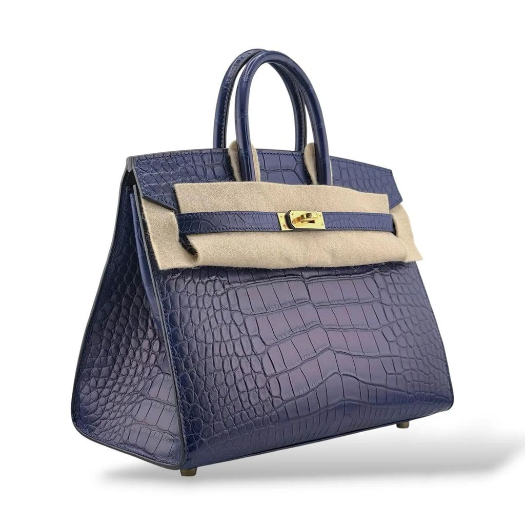 Hermes Birkin 25 Bleu Saphir Sellier Matte Alligator GHW