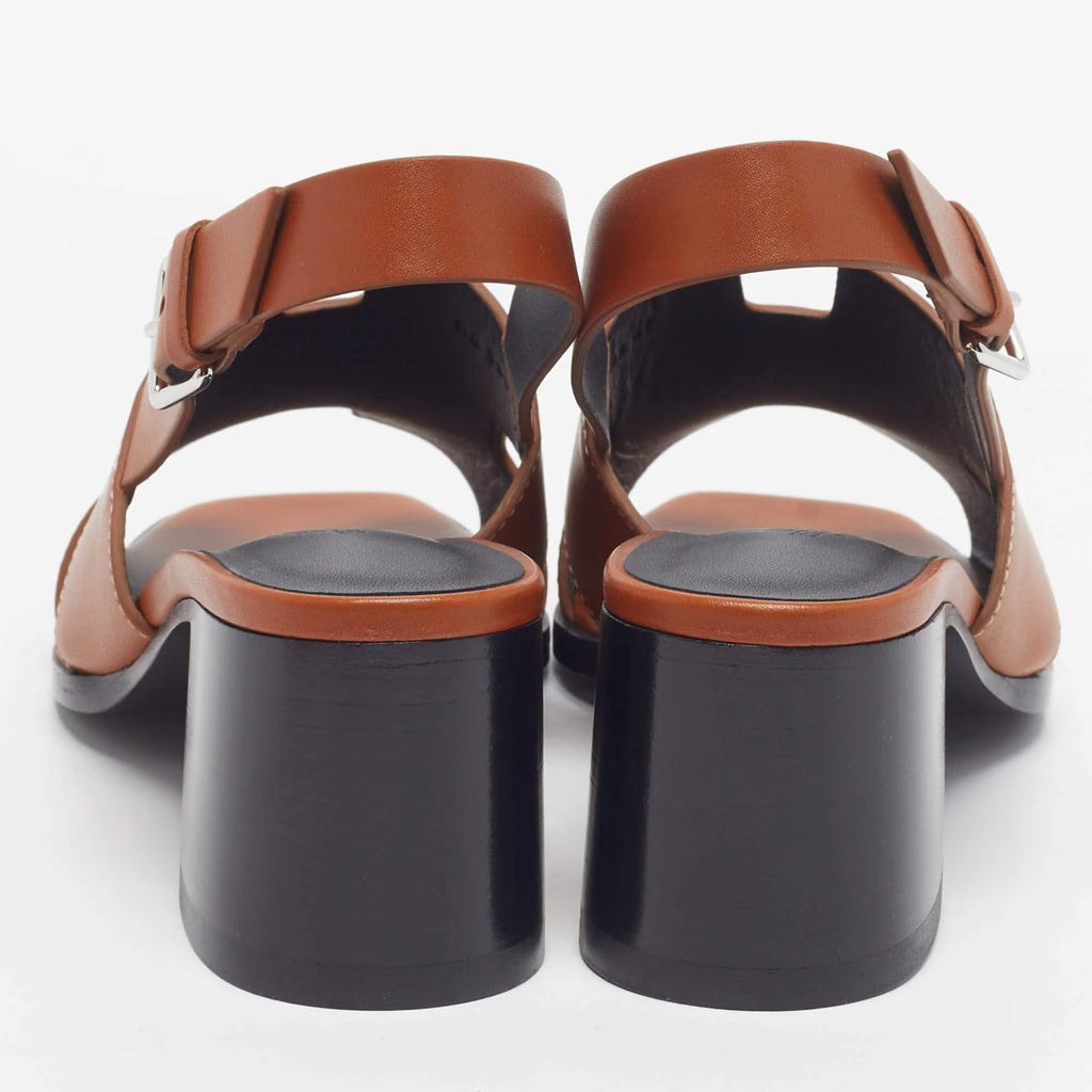 Hermès Elbe Size 39 Brown Leather Slingback Sandals