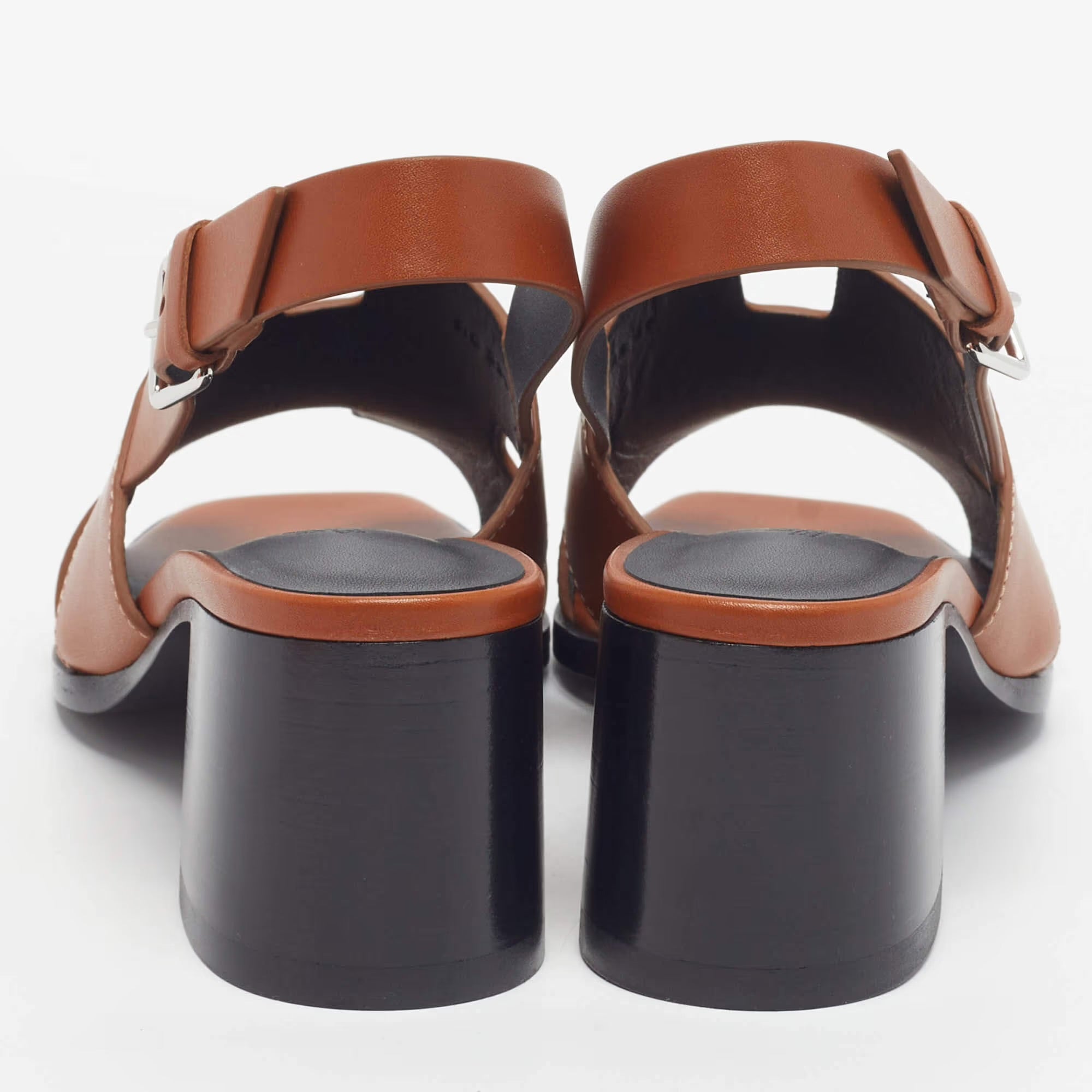 Hermès Elbe Size 39 Brown Leather Slingback Sandals