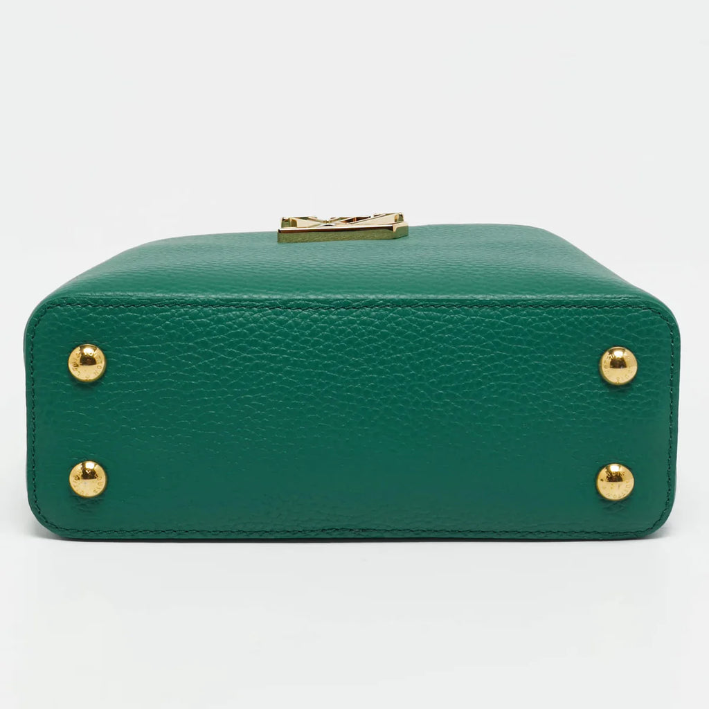 Louis Vuitton Capucines Mini Emeraude Taurillon Leather and Ostrich Top Handle Bag