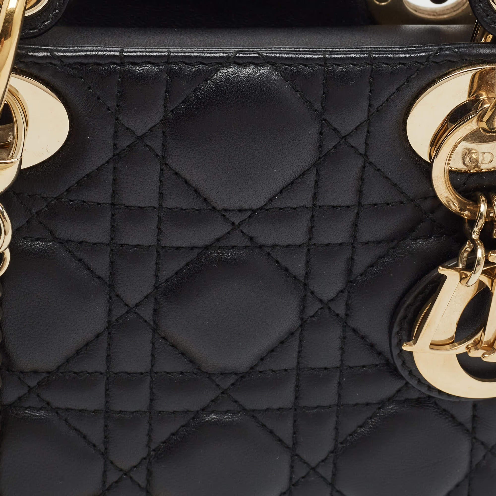 Dior Lady Dior Mini Black Cannage Leather Tote