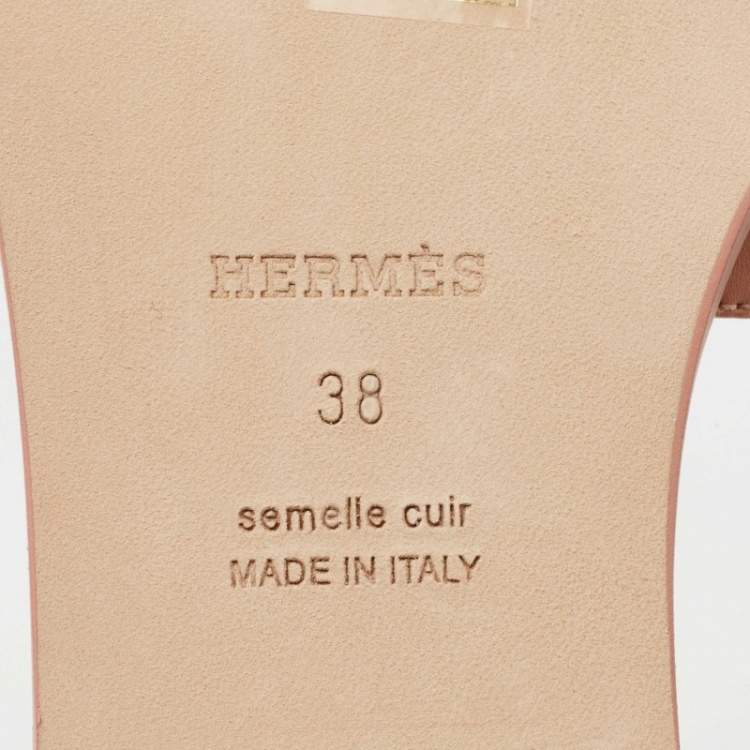 Hermes Pink Leather Oran Sandals Size 38