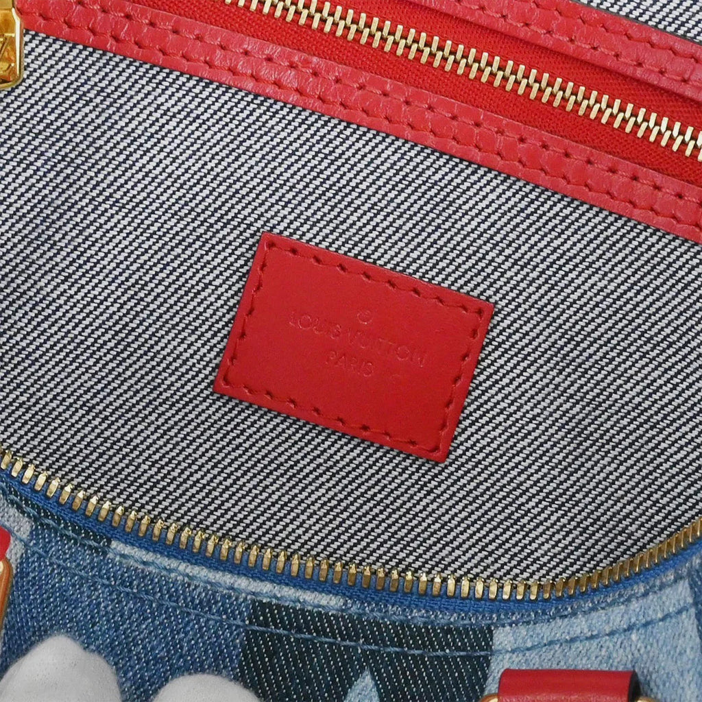 Louis Vuitton Speedy Bandouliere 30 Blue Denim Satchel Bag