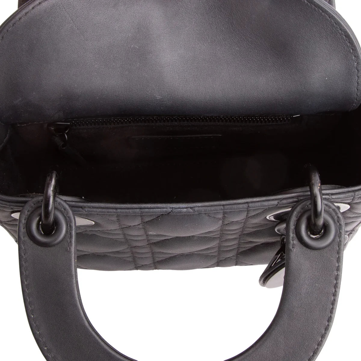 Christian Dior 2020 Black Ultra Matte Calfskin Cannage Mini Lady Dior