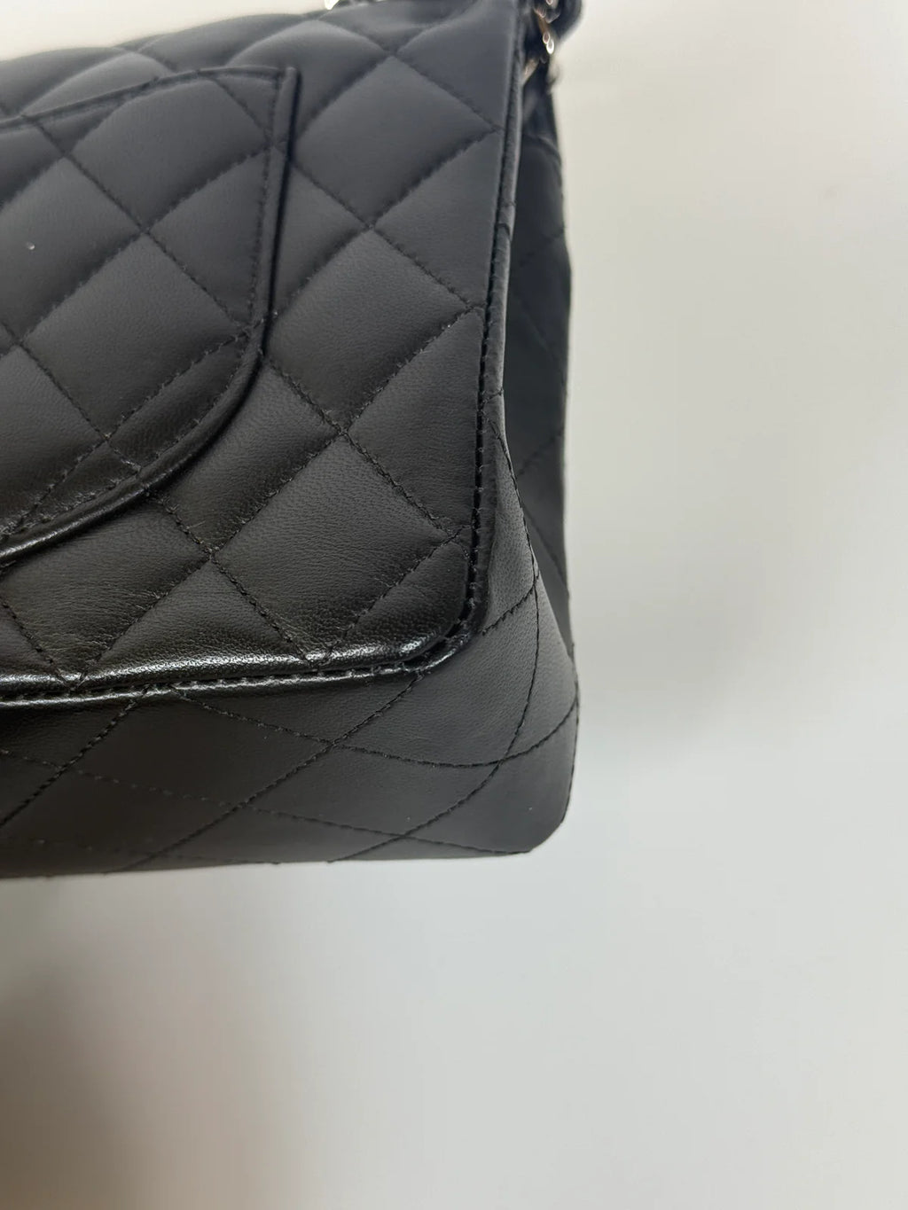 CHANEL SMALL CLASSIC DOUBLE FLAP IN BLACK LAMBSKIN LEATHER WITH SILVER HARDWARE