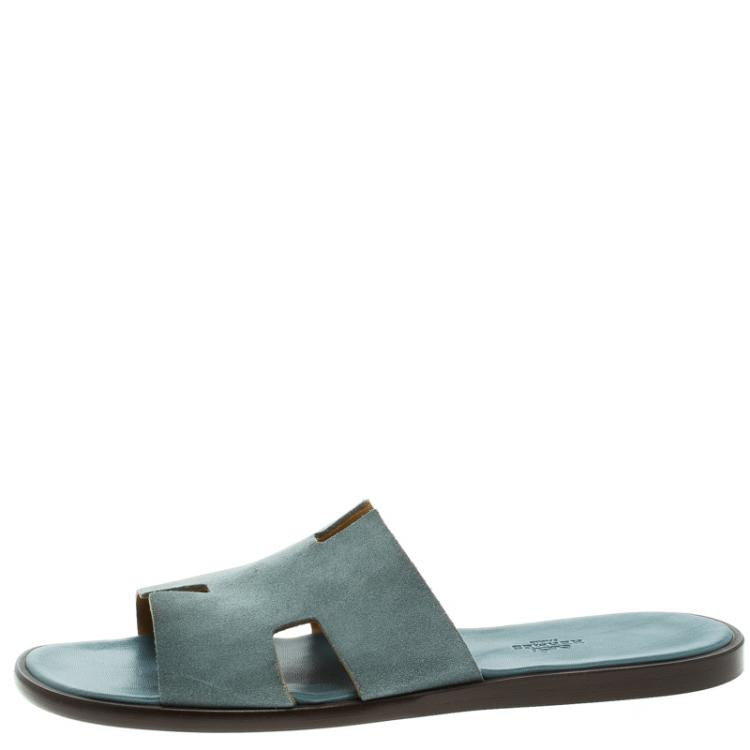 Hermes Teal Suede Izmir Sandals Size 41