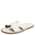 Hermes White Leather Izmir Flat Slides Size 40