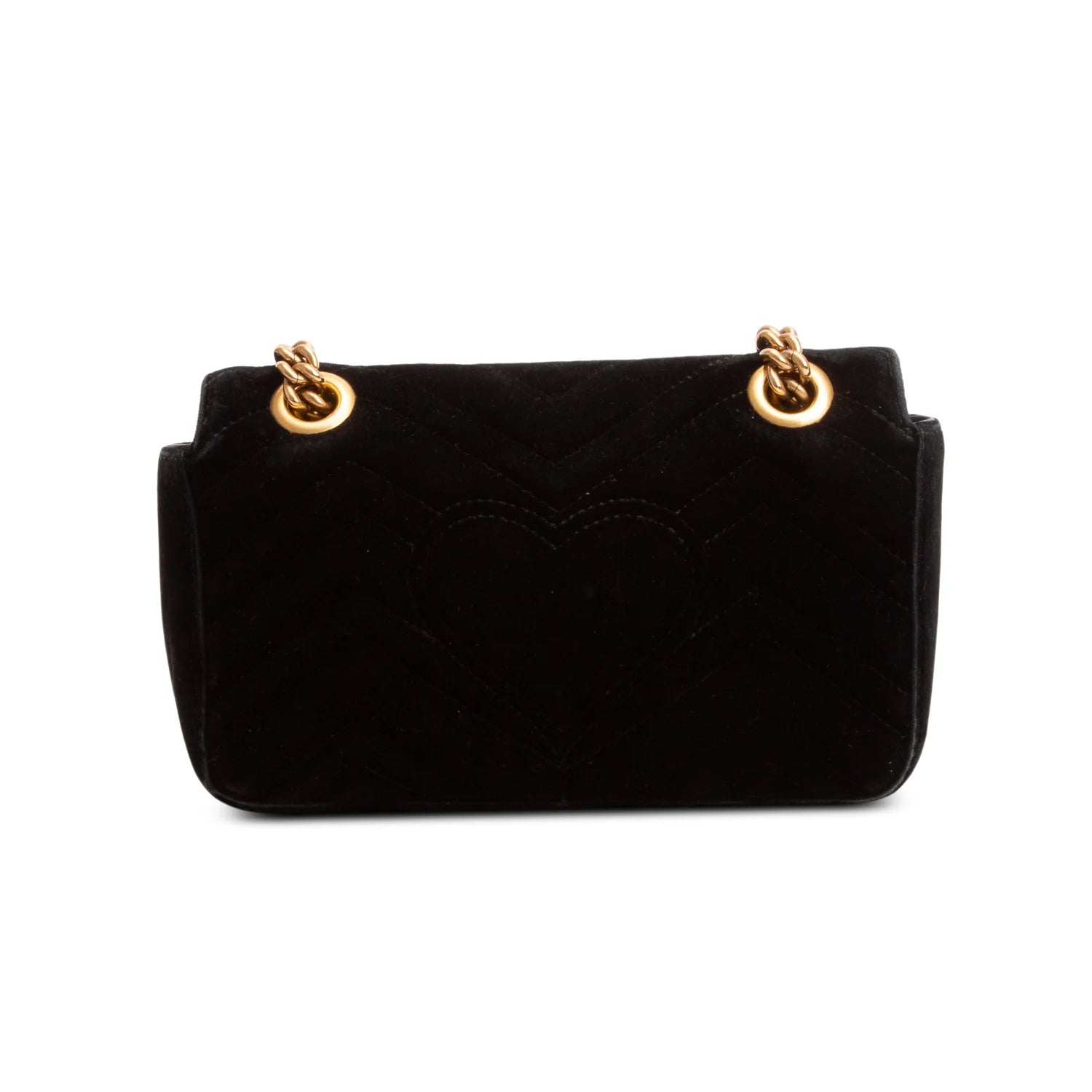Gucci Black Velvet Matelasse Small GG Marmont Shoulder Bag