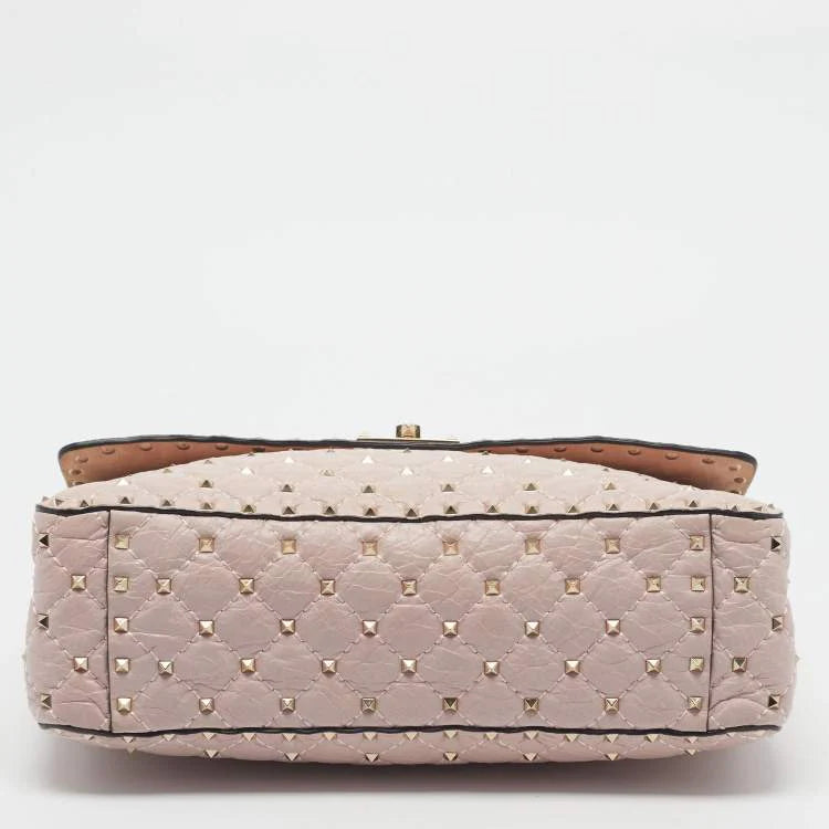 Valentino Rockstud Spike Large Pink Leather Top Handle Bag
