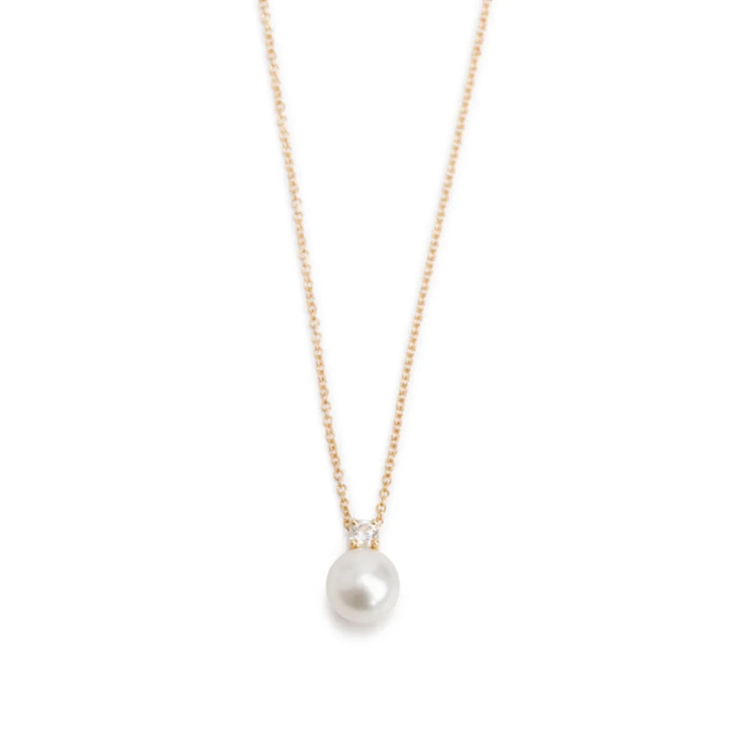Tiffany & Co 18k Yellow Gold Diamond Signature Pearl Pendant Necklace