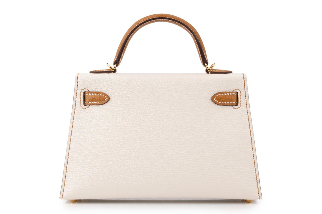 Hermès Mini Kelly Chevre Nata/Sesame GHW