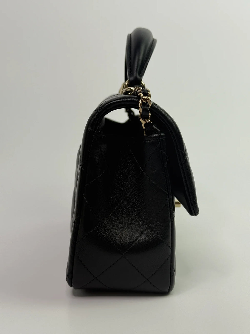 CHANEL MINI RECTANGLE TOP HANDLE IN BLACK LAMBSKIN WITH PGHW