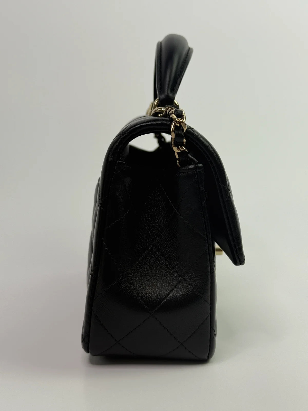 CHANEL MINI RECTANGLE TOP HANDLE IN BLACK LAMBSKIN WITH PGHW