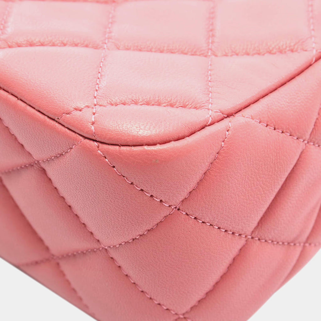 Chanel Pink Medium Classic Lambskin Valentines Heart Charms Single Flap