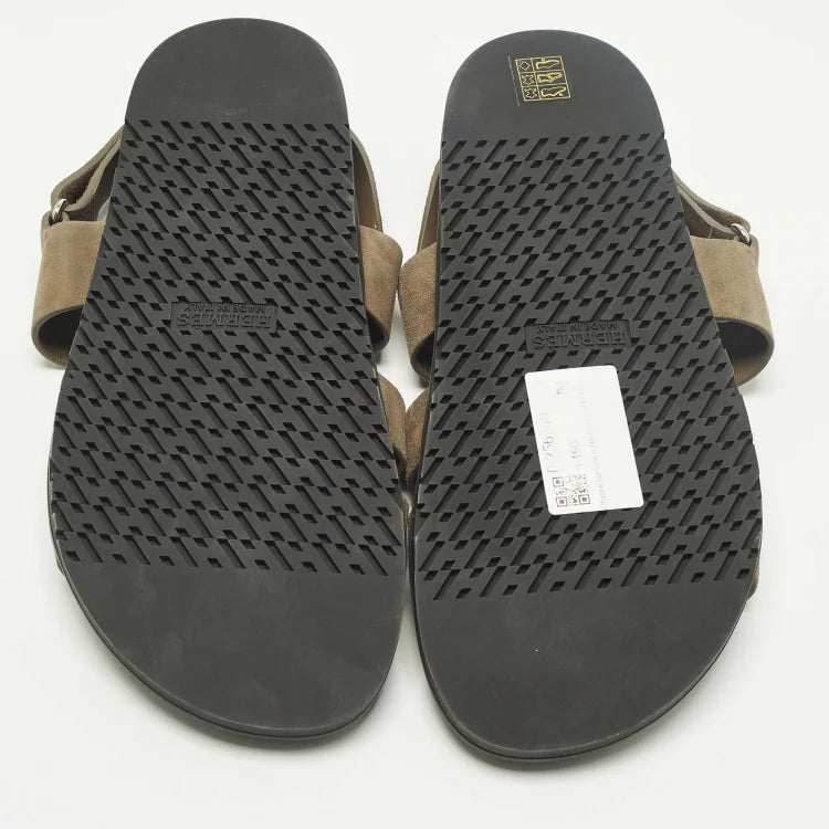 Hermes Genius Size 43 Brown Suede Flat Sandals