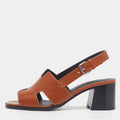 Hermès Elbe Size 39 Brown Leather Slingback Sandals