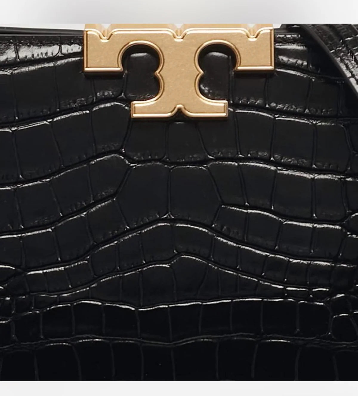 Tory Burch Eleanor Black Croc Embossed Leather Top Handle Bag