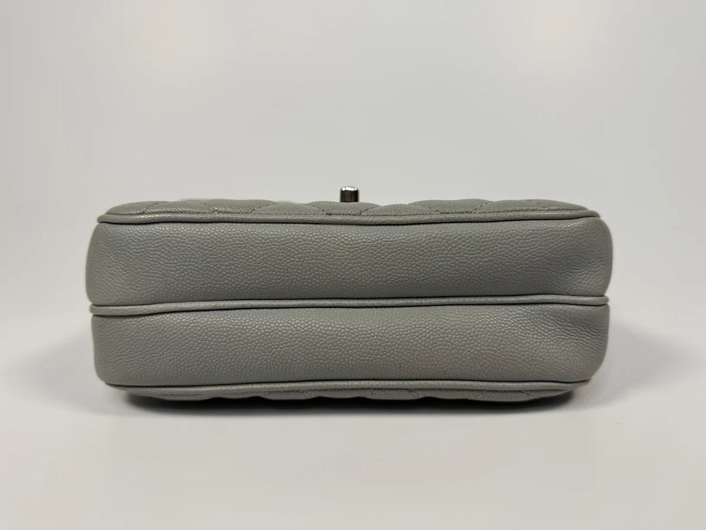 CHANEL MINI FLAP BAG IN GLACIER GREY CAVIAR LEATHER WITH SILVER HARDWARE