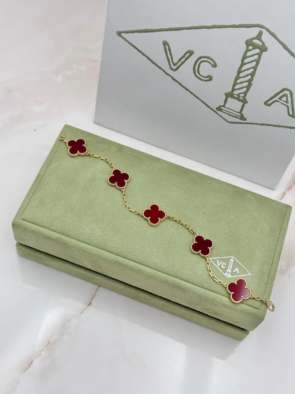 Van Cleef And Arpels Vintage Alhambra Bracelet Carnelian