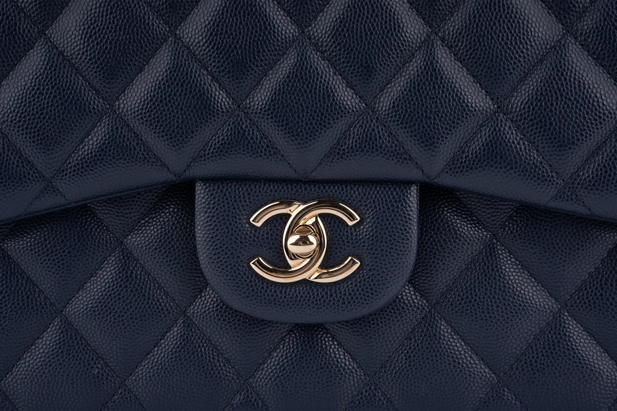 Chanel Jumbo Flap Bag Caviar Navy Blue GHW